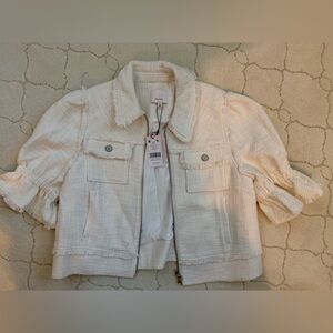 Cinq à Sept Bouclé Holly Jacket Gardenia White NWT Size XL